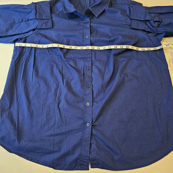Woman Within Plus Size 1X 22/24, Long Sleeved, Button Down, Blue, Blouse - Picture 4 of 8